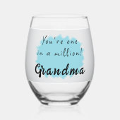 100万のおばあちゃんのフローラブルー ステムなしワイングラス (正面)