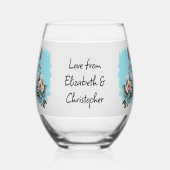 100万のおばあちゃんのフローラブルー ステムなしワイングラス (裏面)