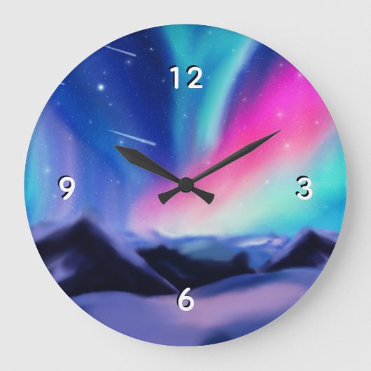 100万のオーロラが大時計を夢見る ラージ壁時計 (正面)