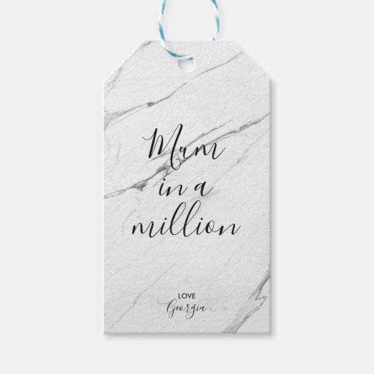 100万のママ |白い大理石の母の日 ギフトタグ (正面)