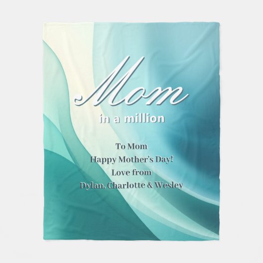 100万エレガント母の日のターコイズの母 フリースブランケット (正面)
