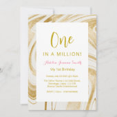 100万歳の金ゴールド1回目の誕生日の招待状 招待状 (正面)