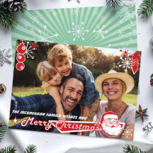 100世紀中葉モダン横クリスマスフォトカード