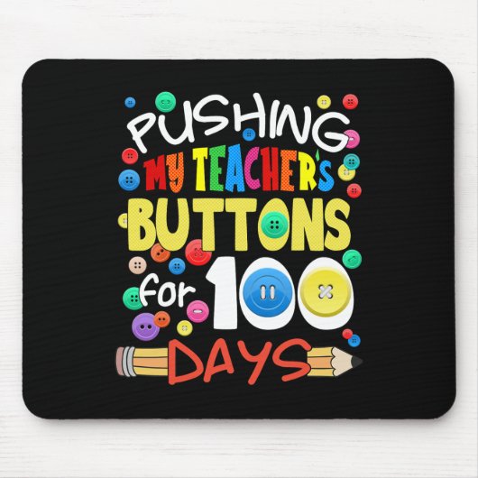 100人の先生のボタンを押す日おもしろいScho マウスパッド (正面)