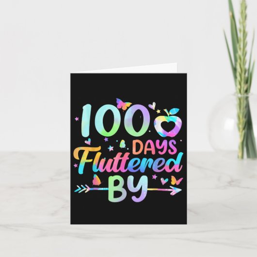 100人の日がひらひらと舞う – 100日目 カード (正面)