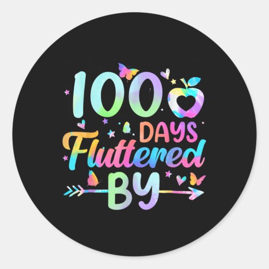 100人の日がひらひらと舞う – 100日目 ラウンドシール (正面)