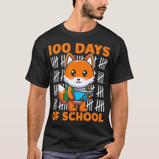 100人の日が～のリュックサック入りの学校かわいい Tシャツ (正面)