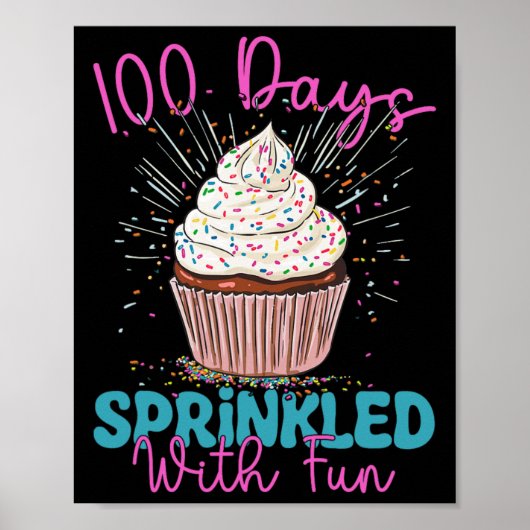 100人の日におもしろいカップケーキのお子様100日目 ポスター (正面)