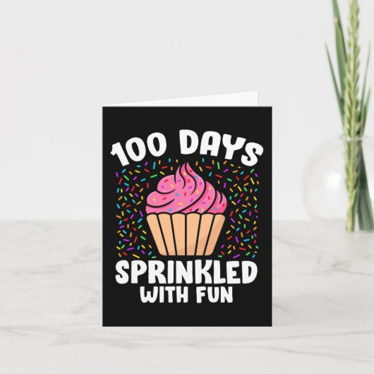 100人の日におもしろいカップケーキを振りかけるSの100日目 カード (正面)
