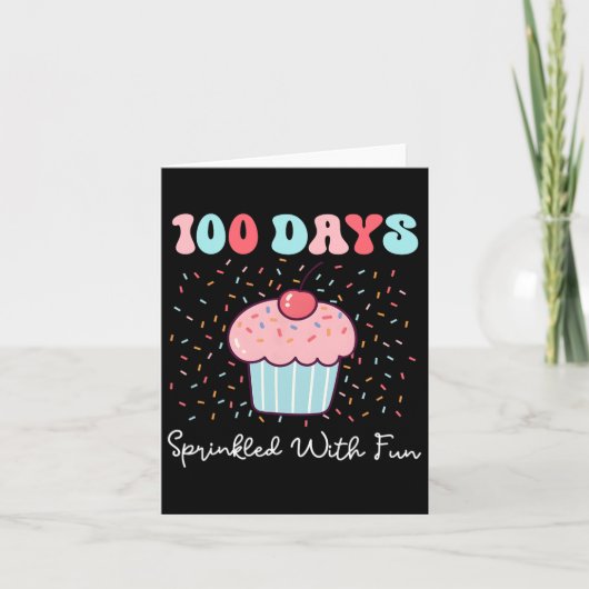 100人の日におもしろいカップケーキを振りかけるSの100日目 カード (正面)