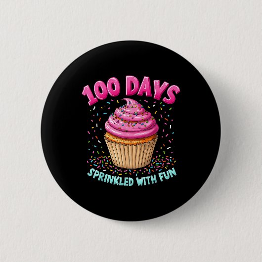 100人の日におもしろいカップケーキを振りかけるSの100日目 缶バッジ (正面)