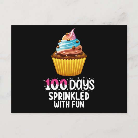 100人の日におもしろいカップケーキ学校先生 ポストカード (正面)