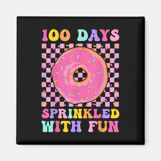 100人の日におもしろいドーナツ100Th Day Of Sch マグネット (正面)