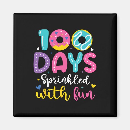 100人の日におもしろいドーナツ100Th Day Of Sch マグネット (正面)