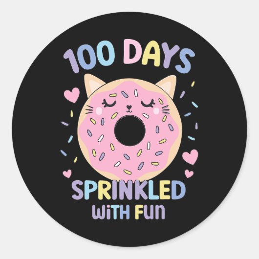 100人の日におもしろいドーナツ100Th Day Of Sch ラウンドシール (正面)