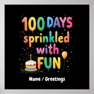 100人の日におもしろい祝学校の喜び ポスター