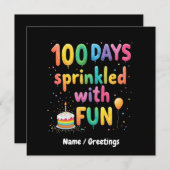 100人の日におもしろい祝学校の喜び 招待状 (正面/裏面)