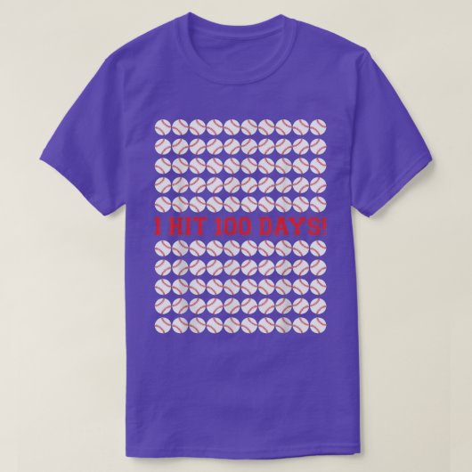 100人の日に野球の100日目のギフトを当てた Tシャツ (デザイン正面)