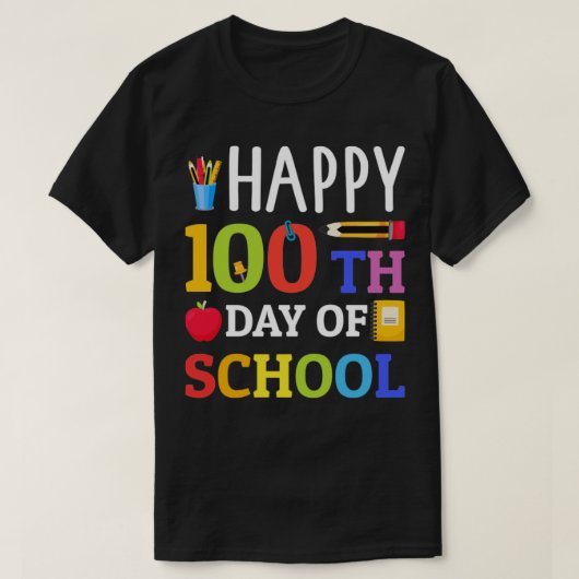 100人の日の学生のために幸せな100日または Tシャツ (デザイン正面)
