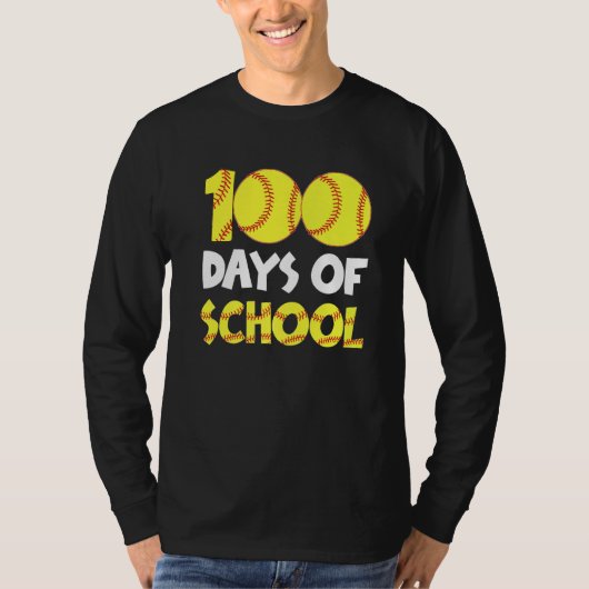 100人の日頭が切れるが幸せな100日の学校ソフトボール Tシャツ (正面)