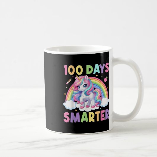 100人の日頭が切れるがHappy 100th Day Of School Unicorn コーヒーマグカップ (右)