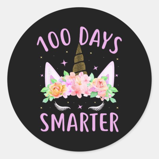 100人の日頭が切れるユニコーン子供服100日目 ラウンドシール (正面)