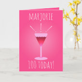 100今日、赤ワインのグラスパーソナライズされた、 カード (黄色い花)