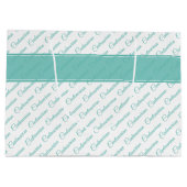 100代のティール（緑がかった色）/ホワイトタイポグラフィパターン – 100th ラージペーパーバッグ (裏面)