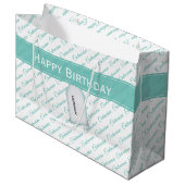 100代のティール（緑がかった色）/ホワイトタイポグラフィパターン – 100th ラージペーパーバッグ (正面アングル)