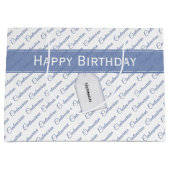 100代の青/白のタイポグラフィパターン – 100th ラージペーパーバッグ (正面)