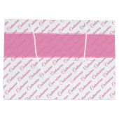 100代ピンク/ホワイトタイポグラフィパターン – 100位 ラージペーパーバッグ (裏面)