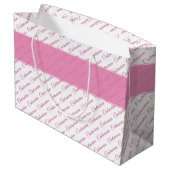 100代ピンク/ホワイトタイポグラフィパターン – 100位 ラージペーパーバッグ (裏面アングル)