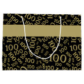 100代100誕生日ブラック/金ゴールドパターン ラージペーパーバッグ (裏面)