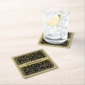 「100代」ブラック/金ゴールド100位のパーティーテーマSq スクエアペーパーコースター (インサイチュ)