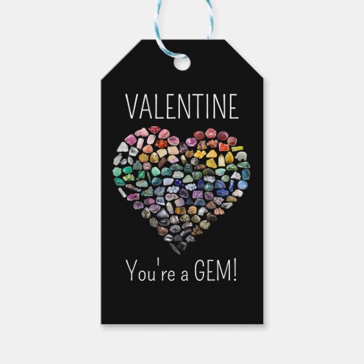 100以上の結晶の宝石ミネラルバレンタインデーハート ギフトタグ (正面)
