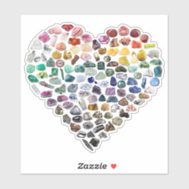 100以上の結晶の宝石ミネラルバレンタインデーハート シール