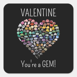 100以上の結晶の宝石ミネラルバレンタインデーハート スクエアシール