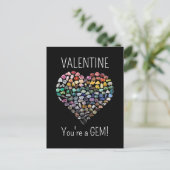 100以上の結晶の宝石ミネラルバレンタインデーハート ポストカード (スタンド正面)