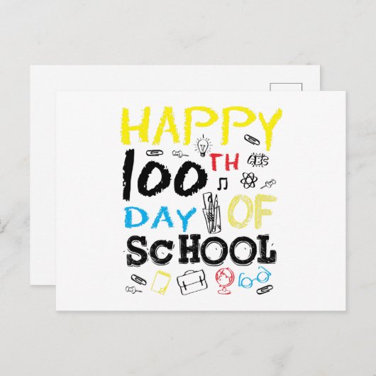 100位の学校日を祝福 ポストカード (正面/裏面)