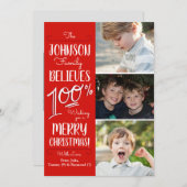 100信じ%ホリデーフォトカード サンキューカード (正面/裏面)