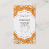 100個のオレンジのダマスク織のネイリストの名刺 名刺 (裏面)