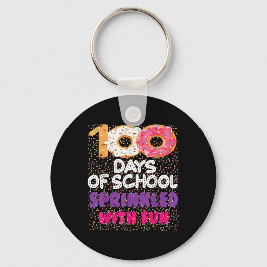 100個の日がおもしろいドーナツを振りかけ100日目 キーホルダー (正面)