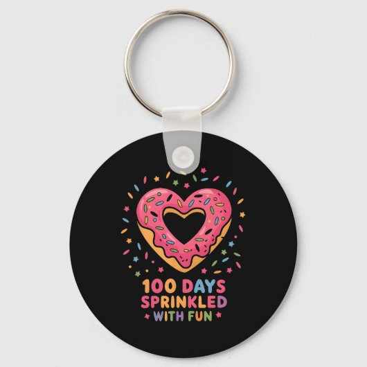 100個の日がおもしろいドーナツを振りかけ100日目 キーホルダー (正面)