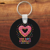 100個の日がおもしろいドーナツを振りかけ100日目 キーホルダー (正面)