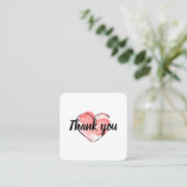 100個。ビジネスサンキューカードと赤いハート スクエア名刺 (スタンド正面)