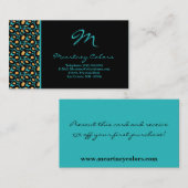 100匹のティール(緑がかった色)のターコイズのチータのプリントの名刺 名刺 (正面/裏面)