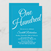 100台本アクアブルー100th誕生日パーティー 招待状 (正面/裏面)