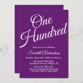 100台本オータムパープル100誕生日 招待状 (正面/裏面)