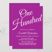 100台本ダークピンク100誕生日 招待状 (正面/裏面)