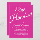 100台本ピンク100歳の誕生日パーティー 招待状 (正面/裏面)